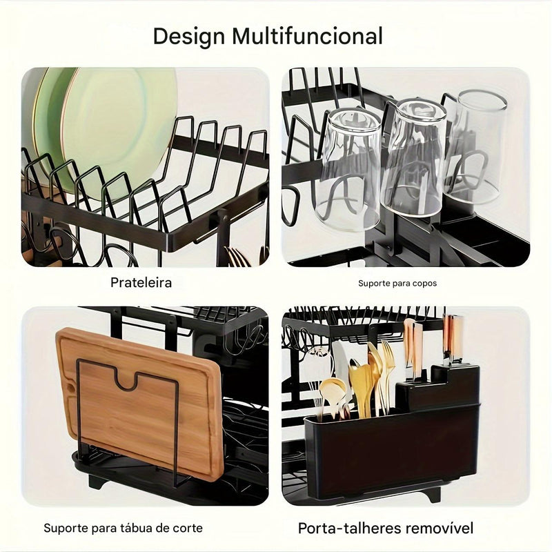 Suporte de Secagem de Pratos de 2 Níveis Dobrável + BRINDE [ÚLTIMAS 50 UNIDADES]