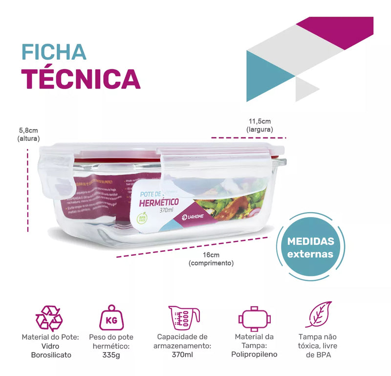 Kit 10 Potes Herméticos de Vidro MULTIFUNCIONAL + Brinde [ÚLTIMOS 25 KITS]