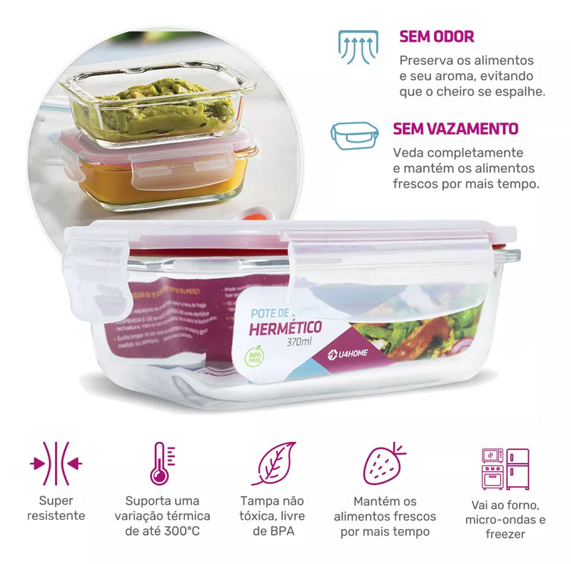 Kit 10 Potes Herméticos de Vidro MULTIFUNCIONAL + Brinde [ÚLTIMOS 25 KITS]